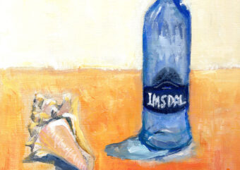 夏期講習Cコースアクリル画（中学１年）「貝と瓶」