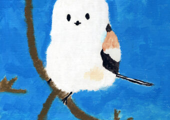 夏期講習Aコースアキーラ制作（小学４年）「空とシマエナガ」