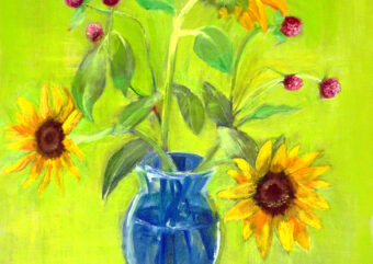 夏期講習Cコース油彩画（中学２年）「話したがり」