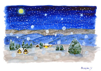 一般コース・水彩画「冬の夜」
