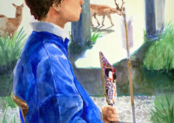 受験・特別コース・水彩画人物画「シカの思い出」